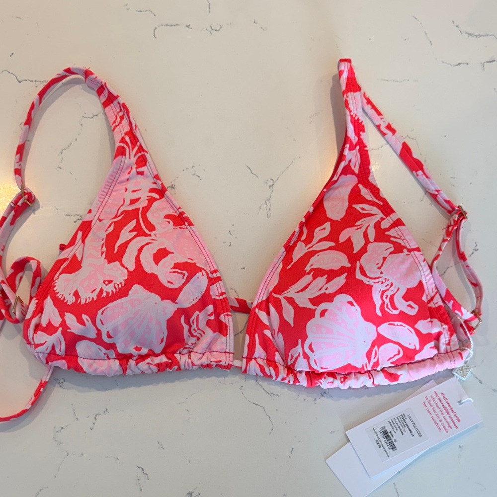 Lilly Pulitzer Pink and Red Brinnie Bikini top